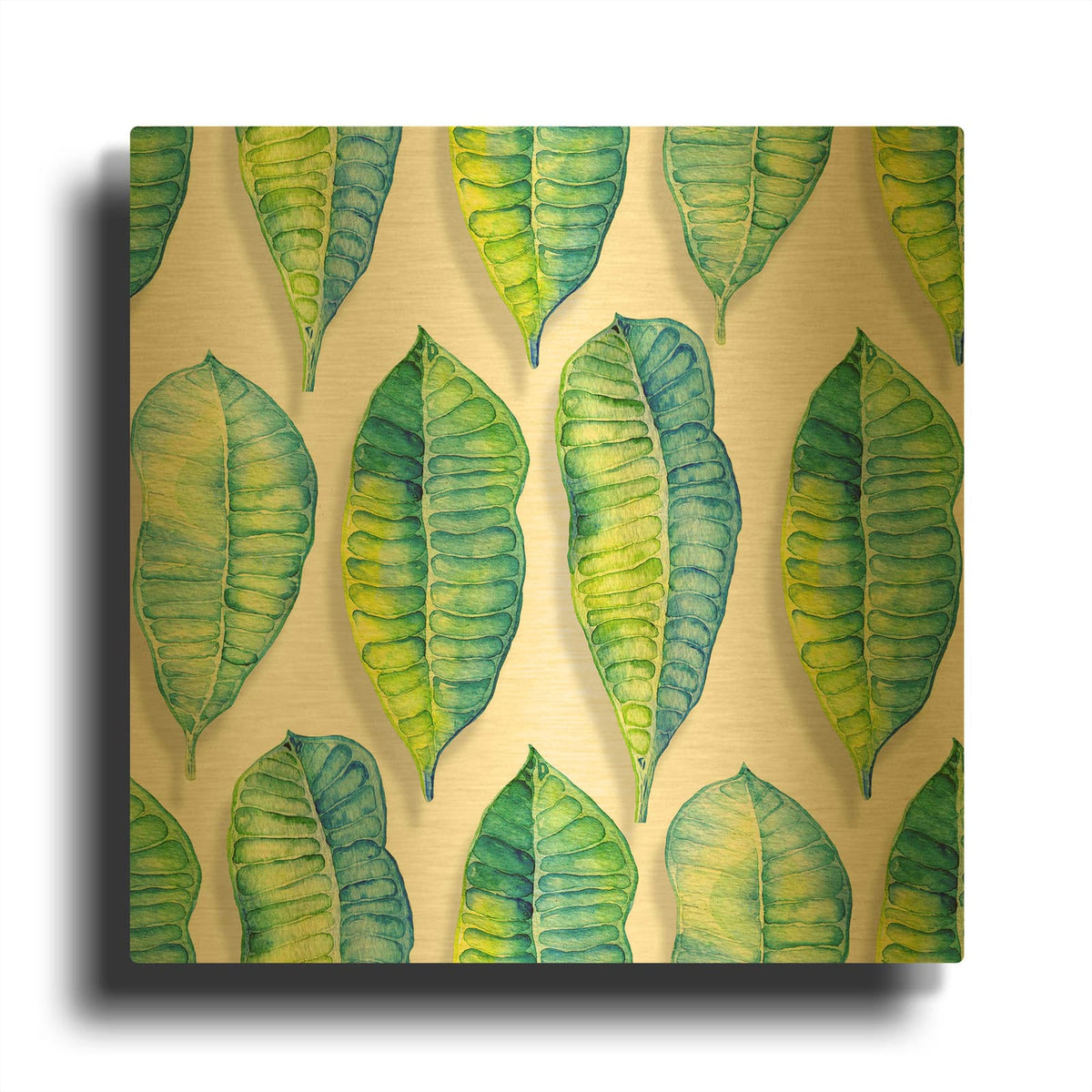 'Tropical Leaves 9' By Mark Ashkenazi Gold Metal Wall Art