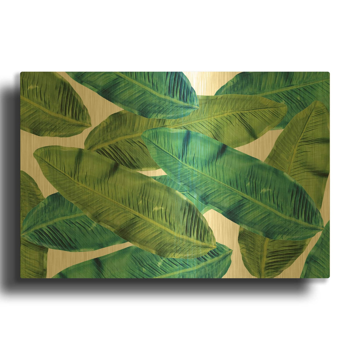 'Tropical Leaves 10' By Mark Ashkenazi Gold Metal Wall Art