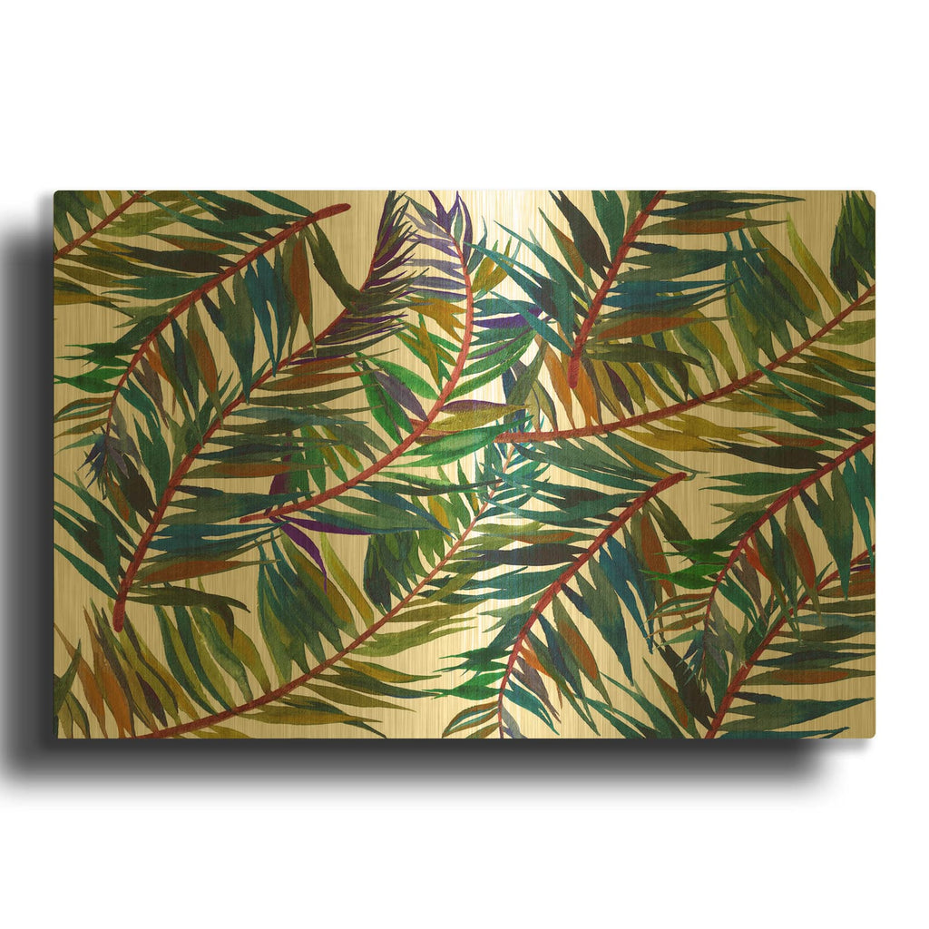 'Tropical Leaves 11' By Mark Ashkenazi Gold Metal Wall Art