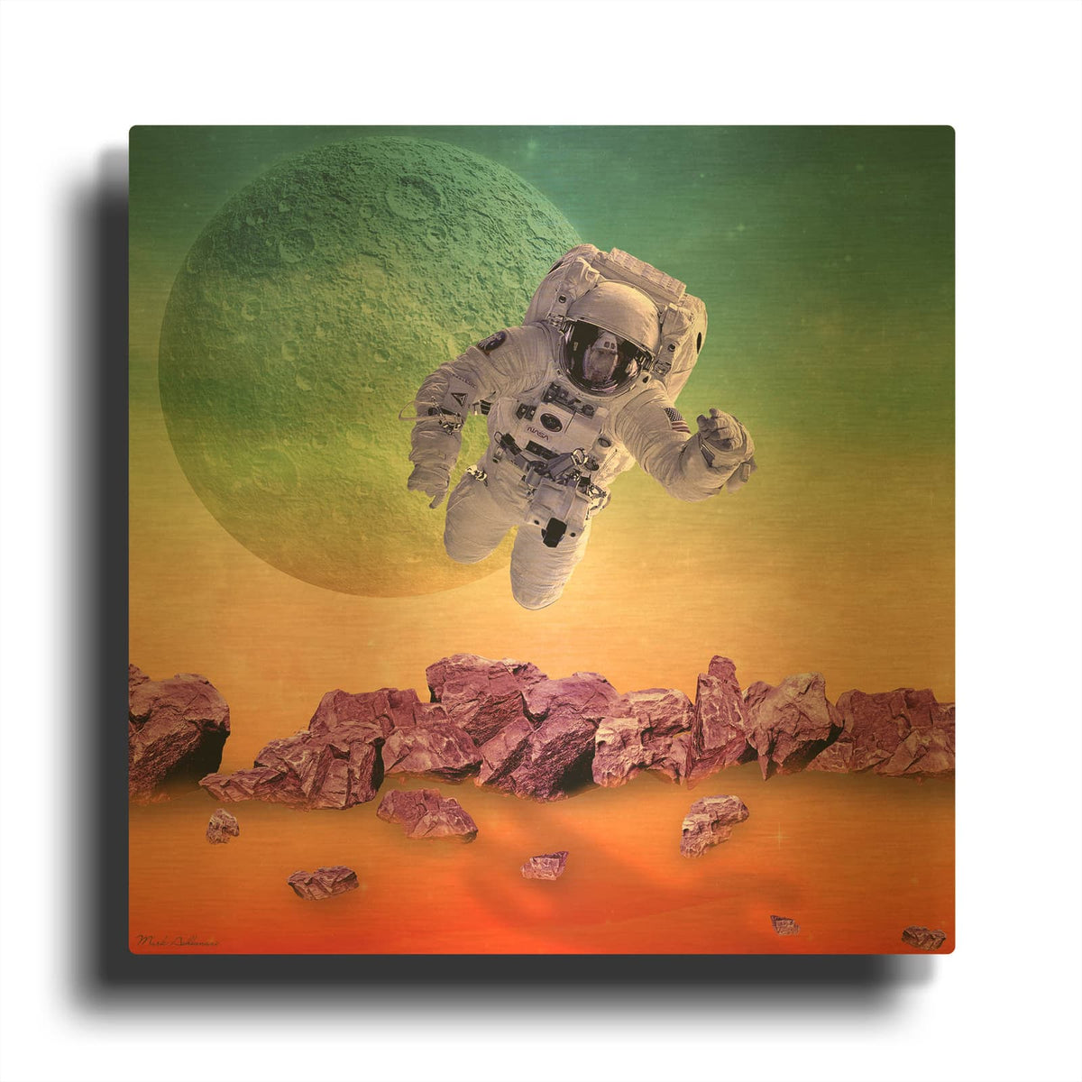 'Cpace 2' By Mark Ashkenazi Gold Metal Wall Art