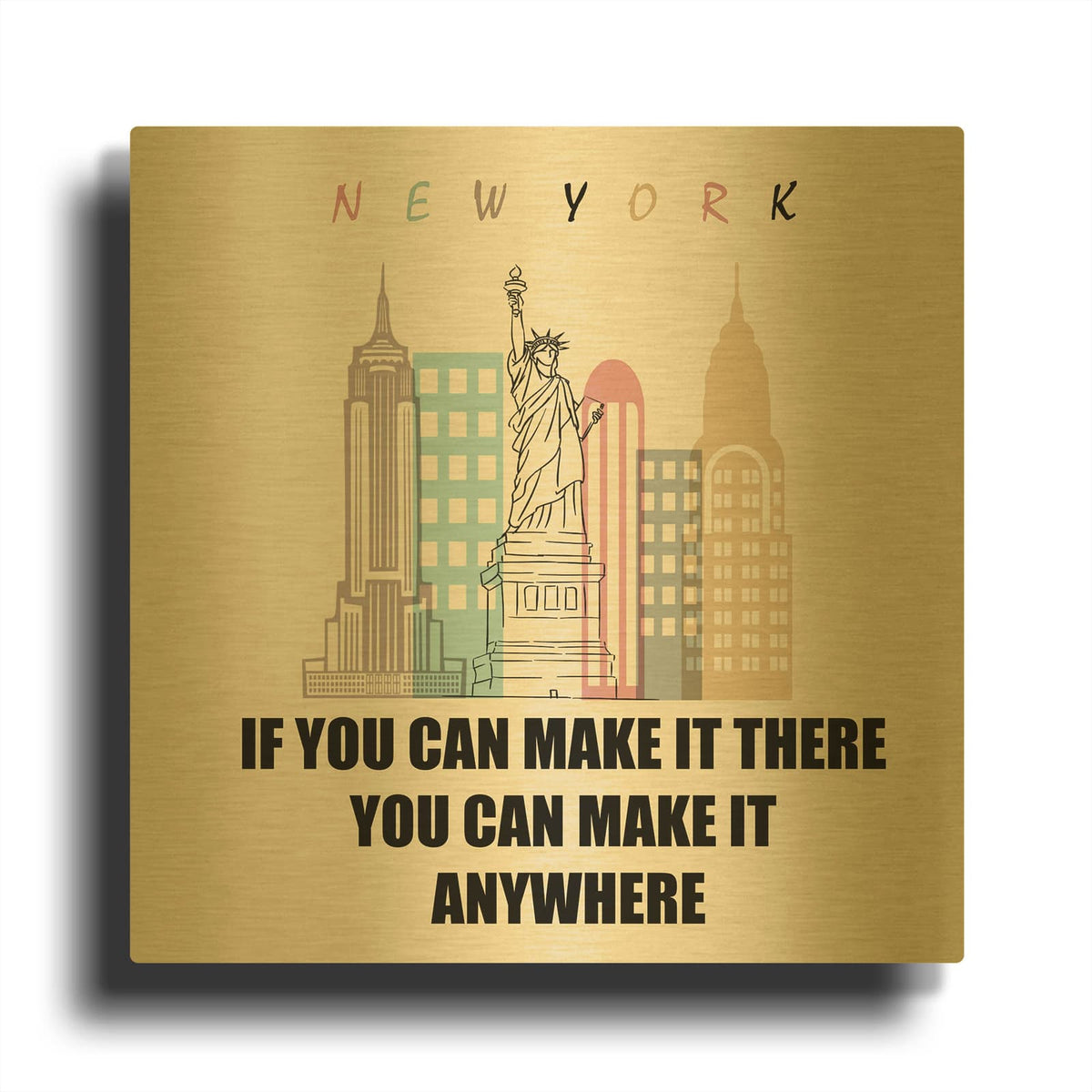 'If You Can Make It There You Can Make It Anywhere' By Mark Ashkenazi Gold Metal Wall Art