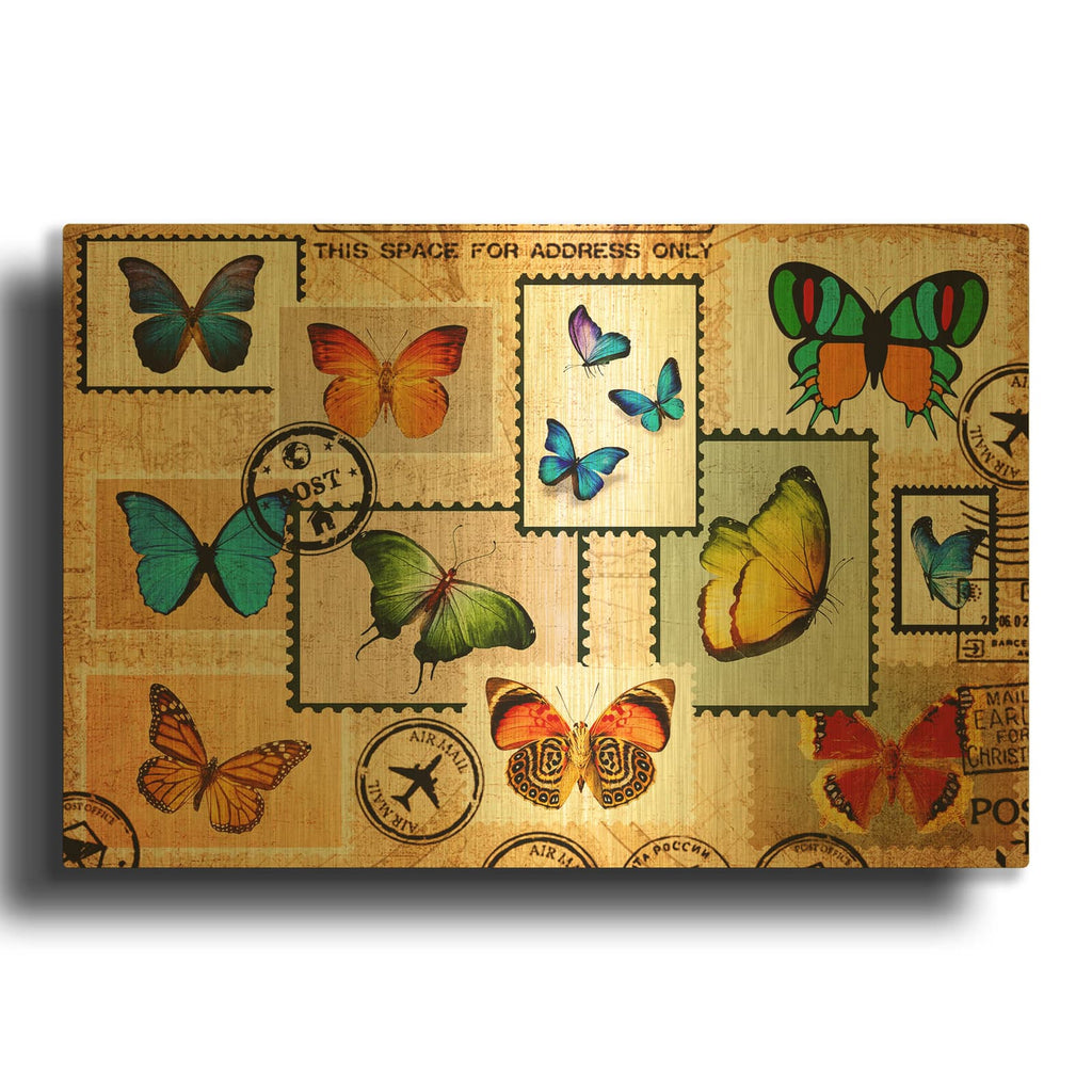 'Stamps Vintaje' By Mark Ashkenazi Gold Metal Wall Art