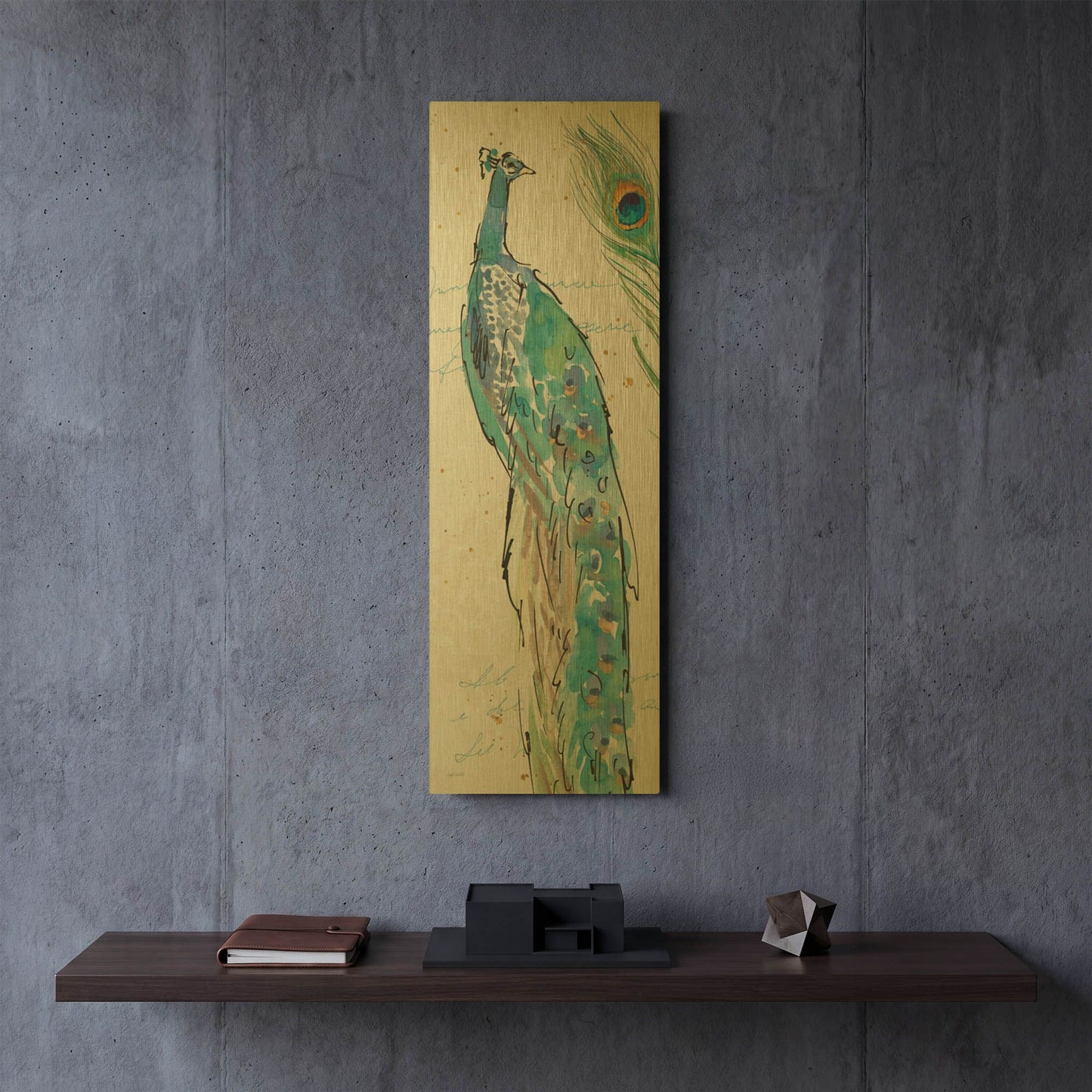 'Peacock Garden IV' By Anne Tavoletti Gold Metal Wall Art