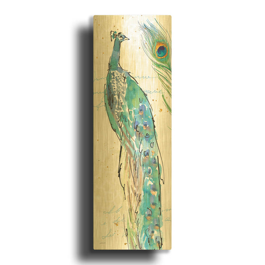 'Peacock Garden IV' By Anne Tavoletti Gold Metal Wall Art