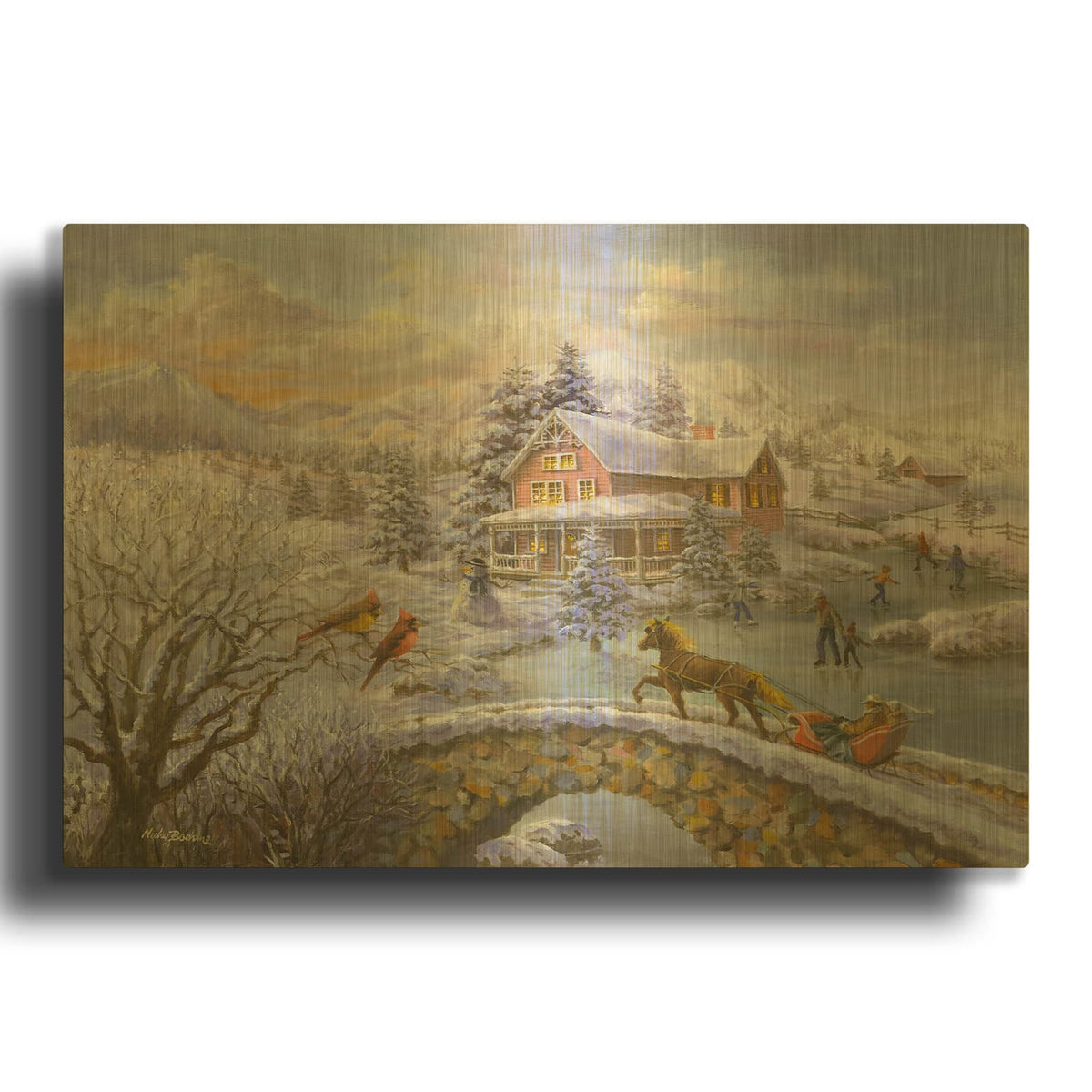 'Winter Joy' By Nicky Boehme Gold Metal Wall Art