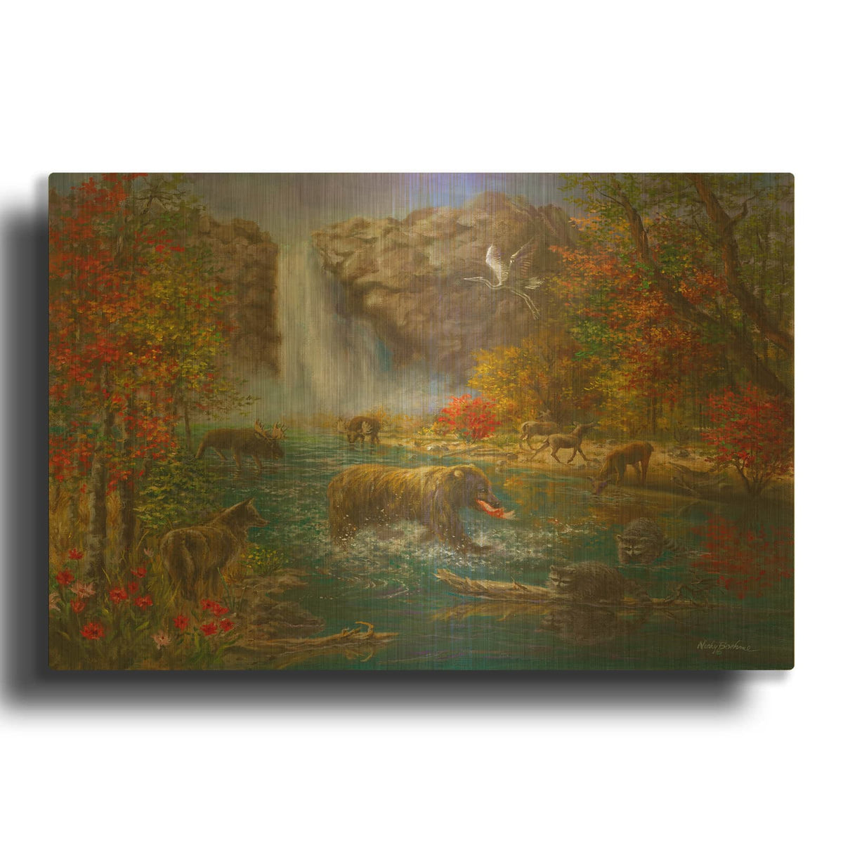 'Where The Animals Play' By Nicky Boehme Gold Metal Wall Art