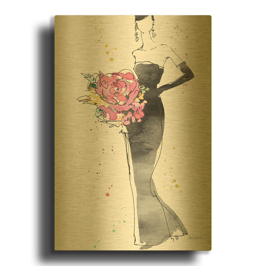 'Floral Fashion III' By Anne Tavoletti Gold Metal Wall Art