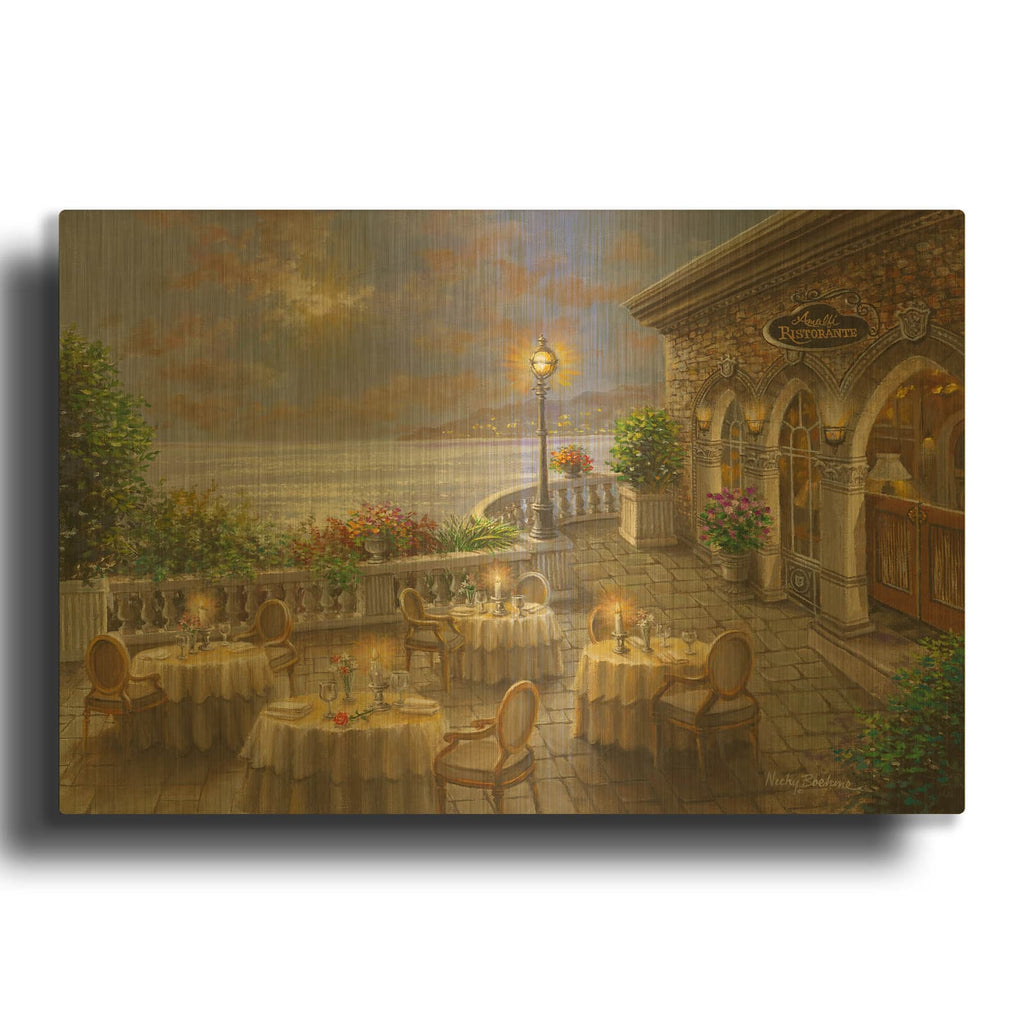 'A Romantic Dinning Invitation' By Nicky Boehme Gold Metal Wall Art