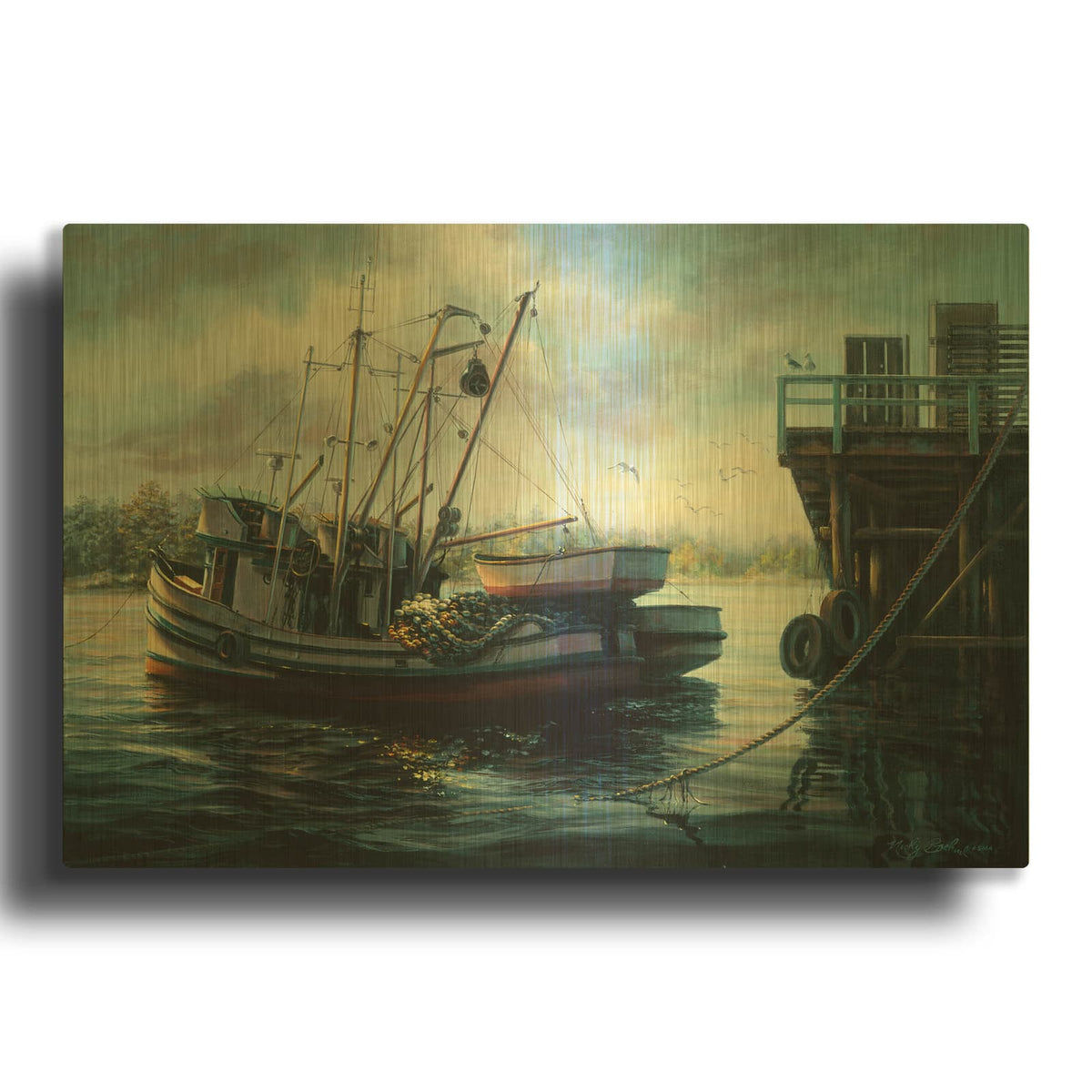 'Sparkling Fish Nets' By Nicky Boehme Gold Metal Wall Art