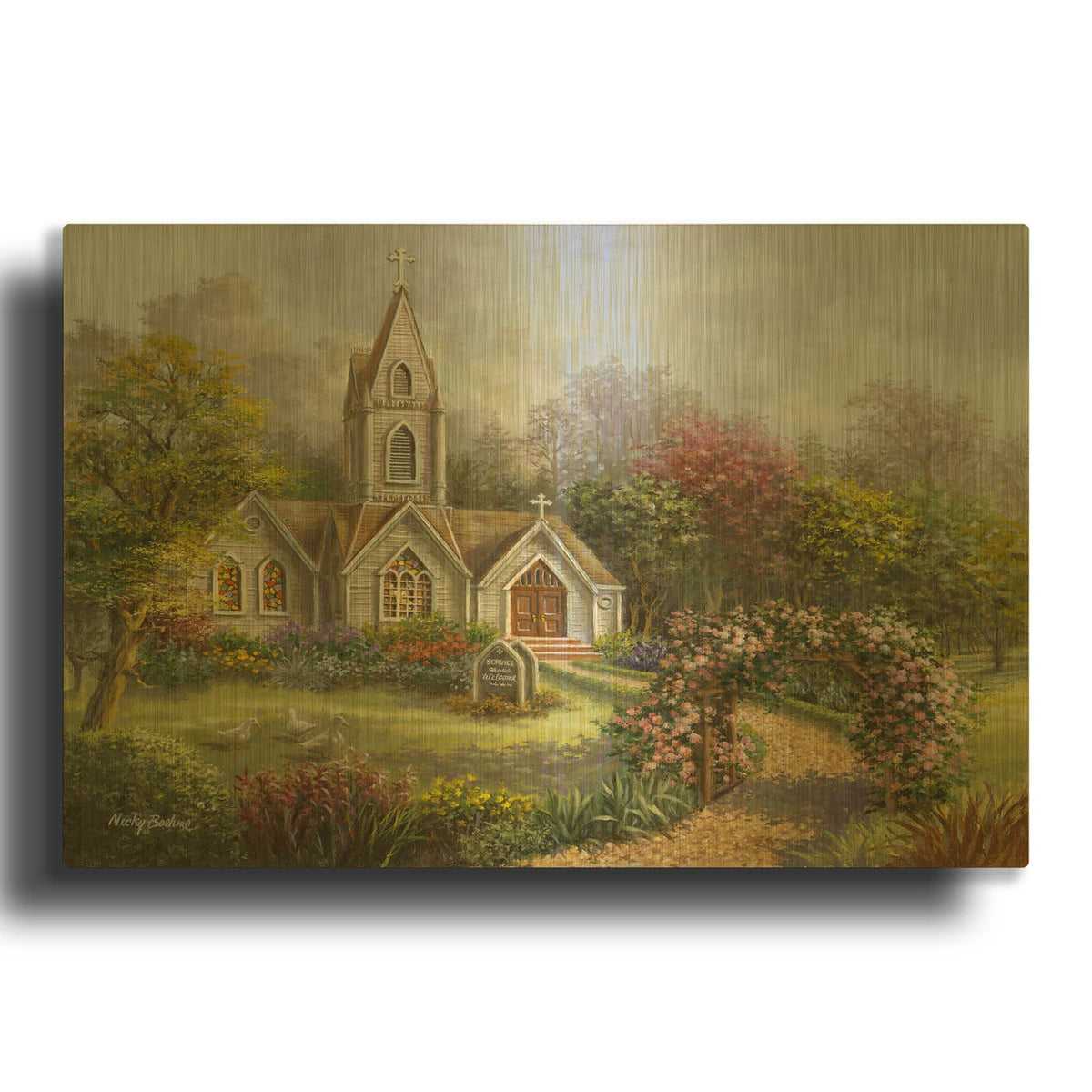 'Worship In Its Glory' By Nicky Boehme Gold Metal Wall Art