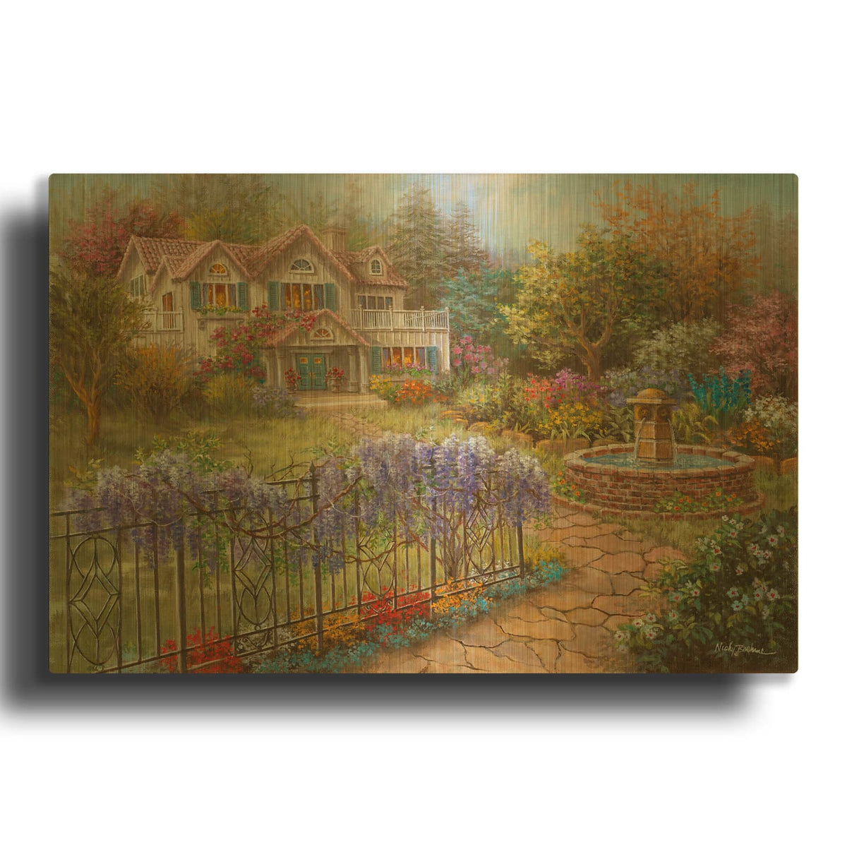 'Springtime Hideaway' By Nicky Boehme Gold Metal Wall Art