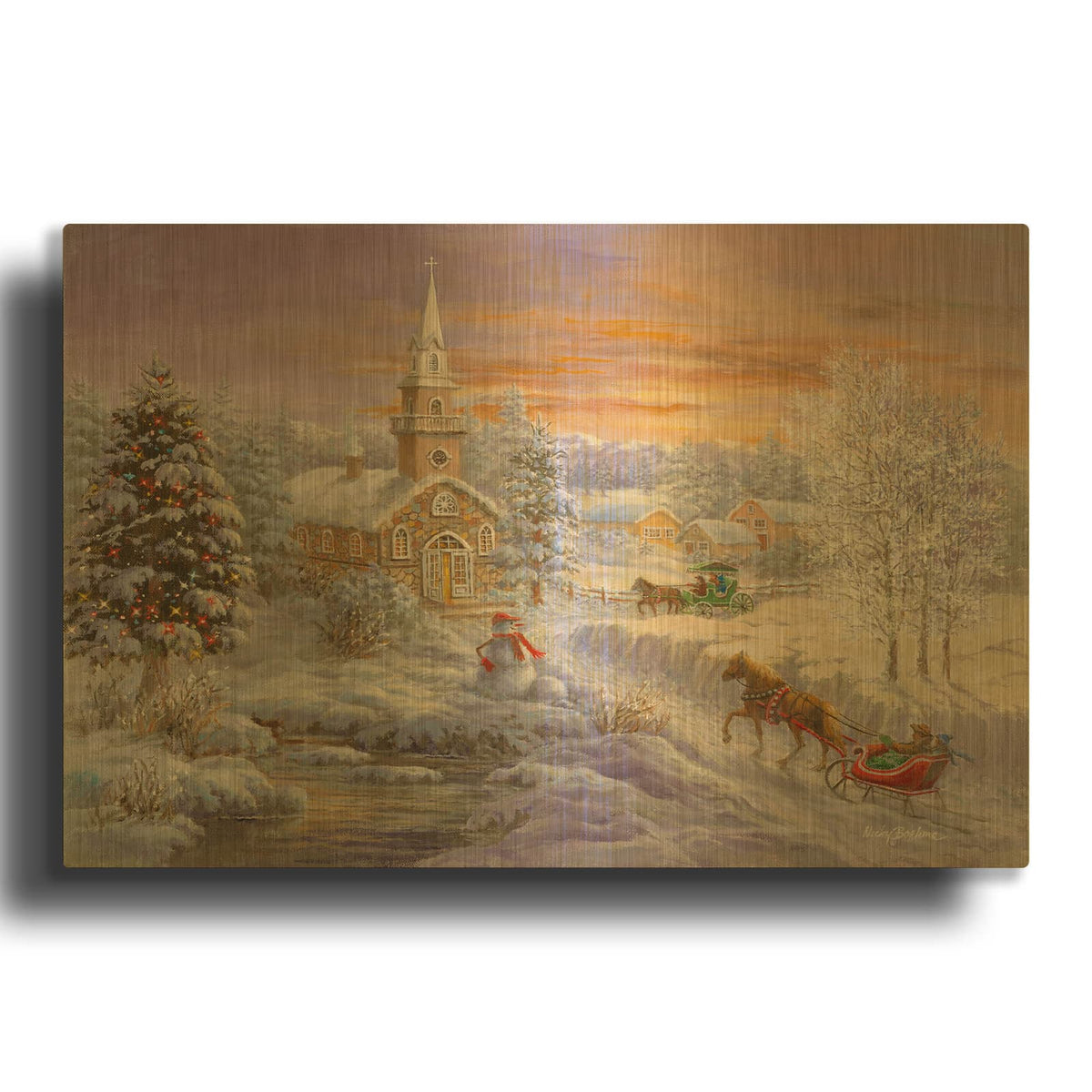 'Holiday Worship' By Nicky Boehme Gold Metal Wall Art