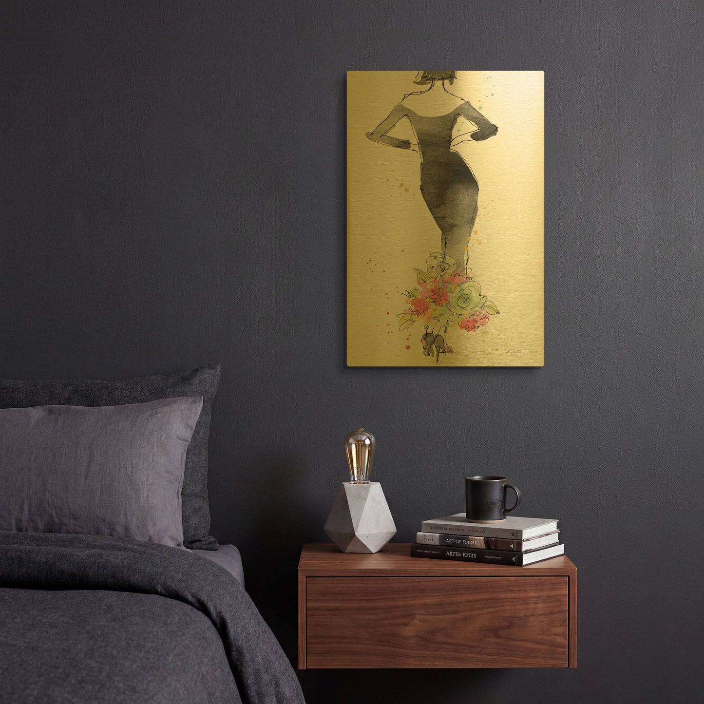 'Floral Fashion I' By Anne Tavoletti Gold Metal Wall Art