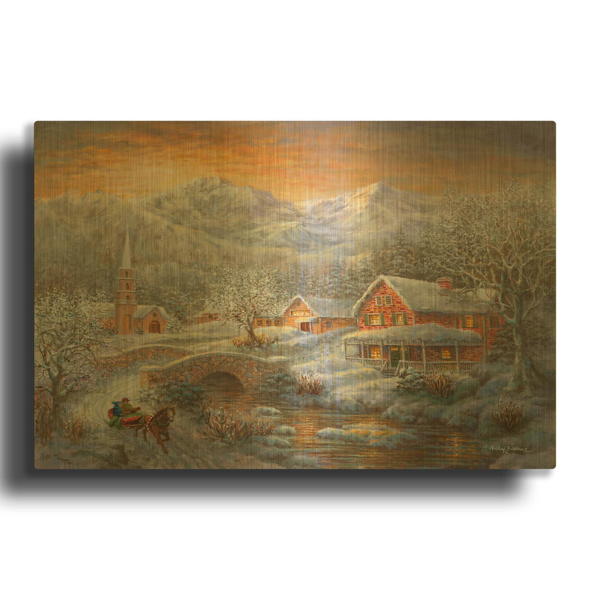 'Winter Merriment' By Nicky Boehme Gold Metal Wall Art