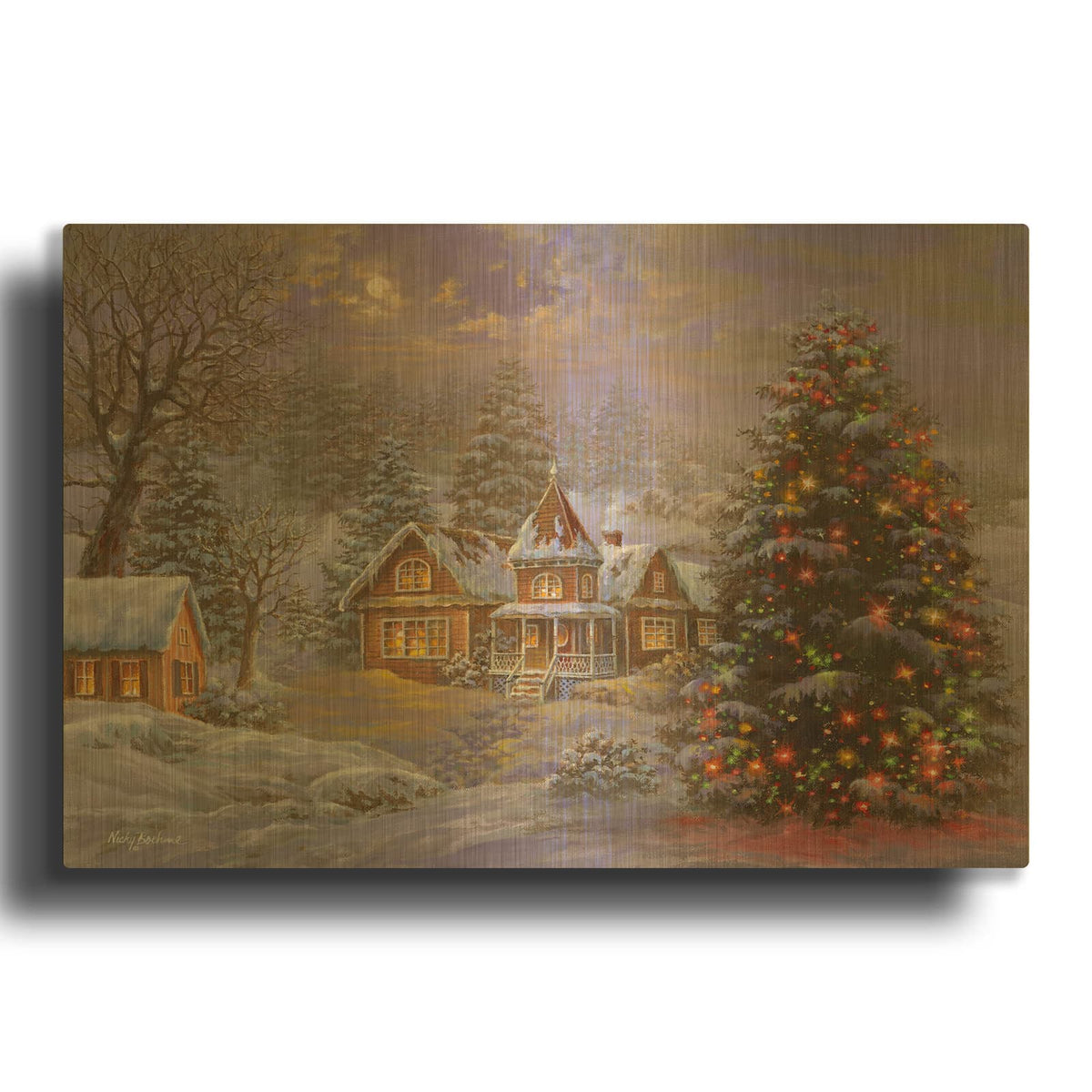 'Happy Holidays' By Nicky Boehme Gold Metal Wall Art