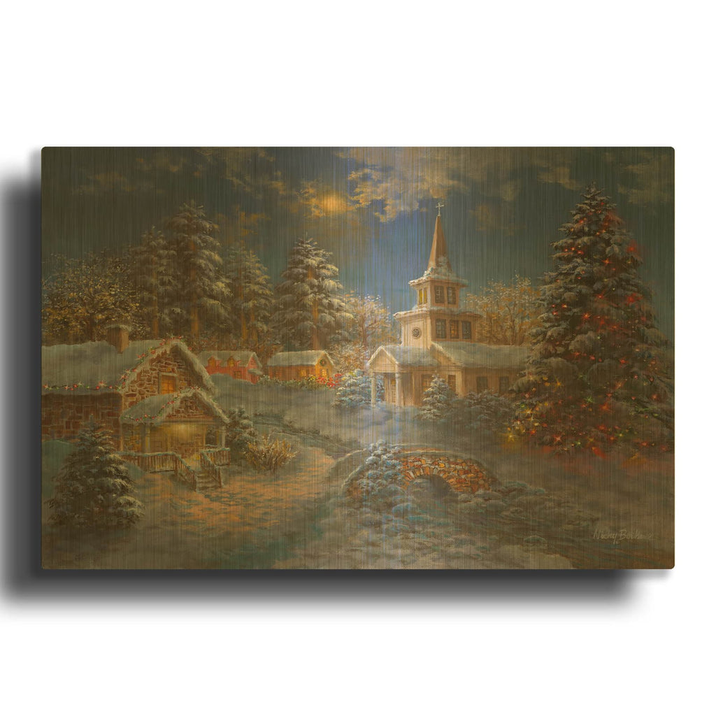 'Happy Spirits Await Christmas' By Nicky Boehme Gold Metal Wall Art