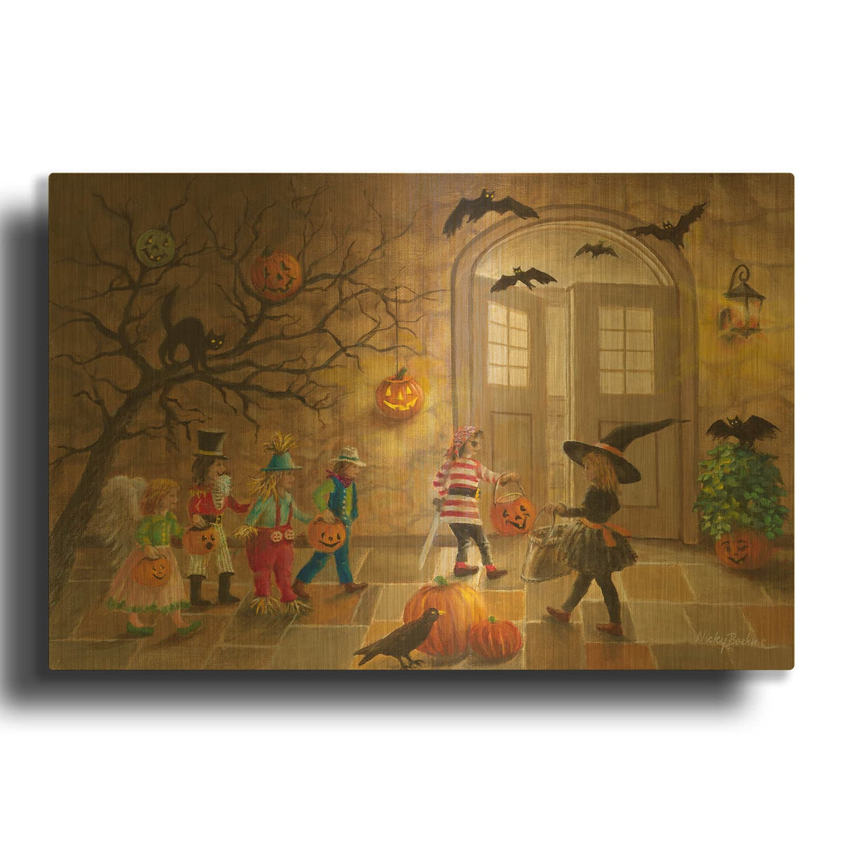 'Halloween Fun' By Nicky Boehme Gold Metal Wall Art