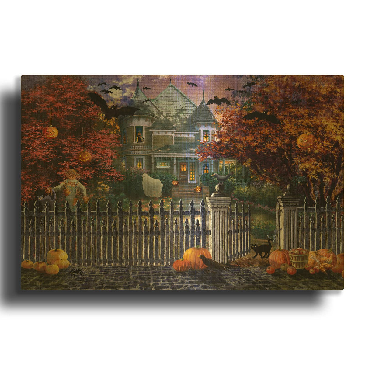 'Halloween House' By Nicky Boehme Gold Metal Wall Art