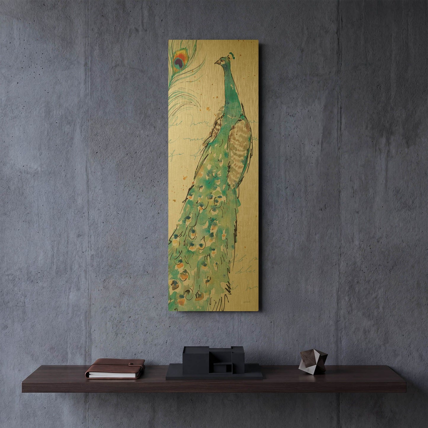 'Peacock Garden III' By Anne Tavoletti Gold Metal Wall Art