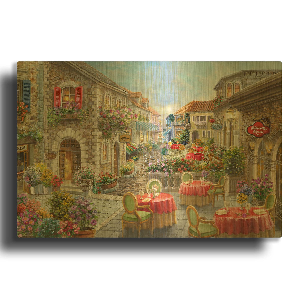 'Fiori Caffes' By Nicky Boehme Gold Metal Wall Art