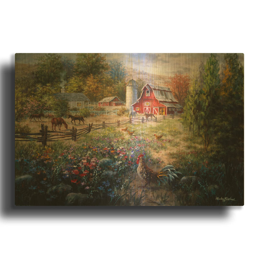 'Grazing The Fertile Farmland' By Nicky Boehme Gold Metal Wall Art