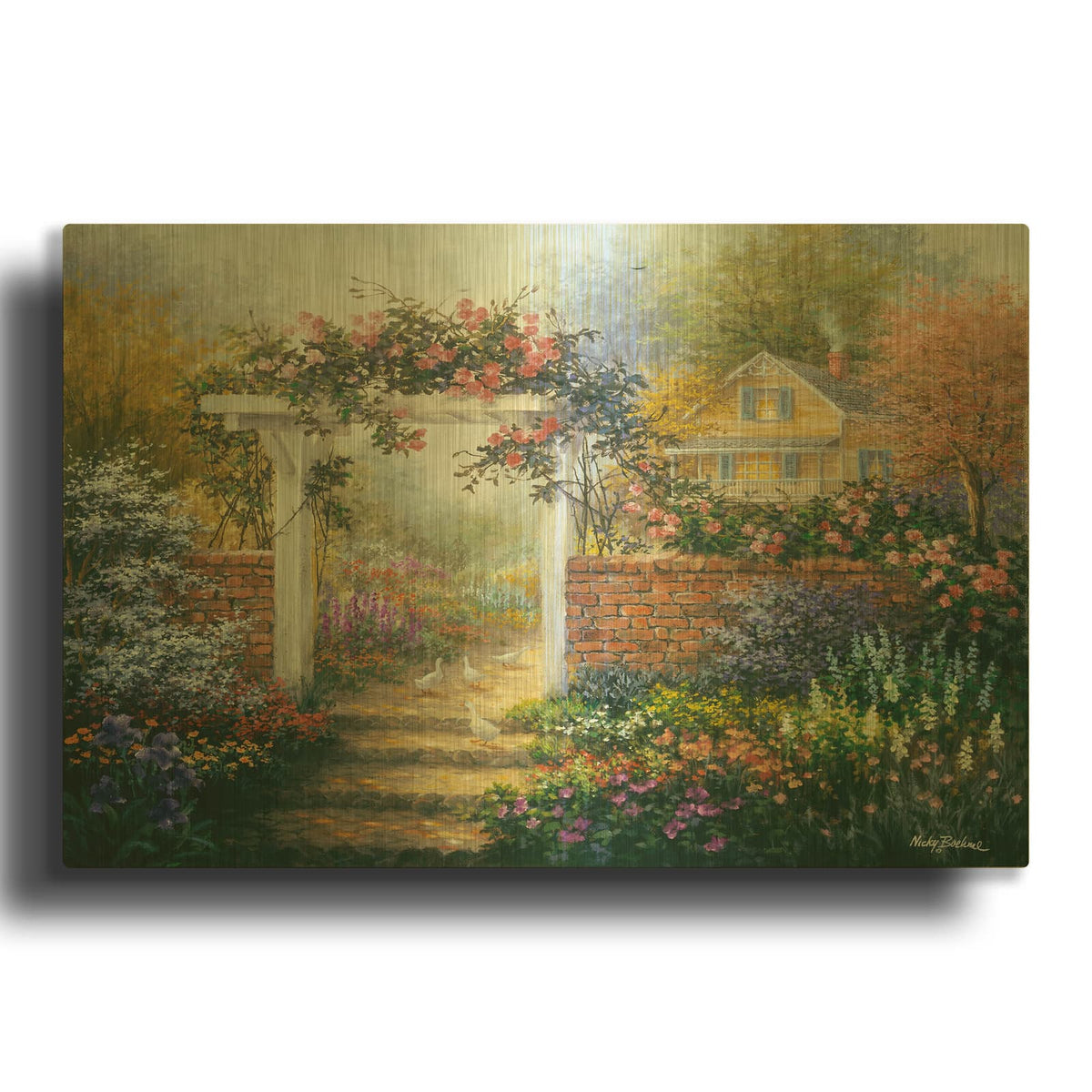 'Rose Arbor' By Nicky Boehme Gold Metal Wall Art