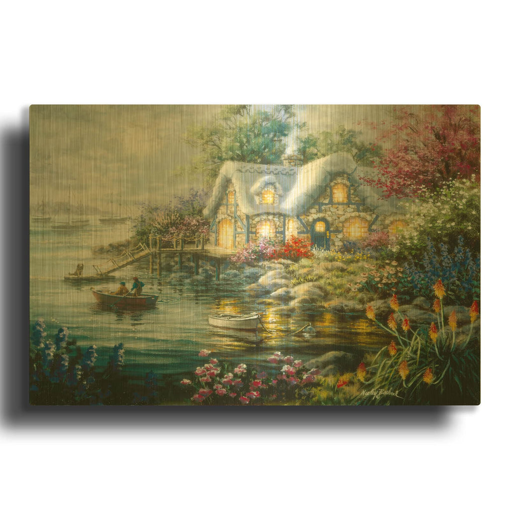 'Cottage Cove' By Nicky Boehme Gold Metal Wall Art