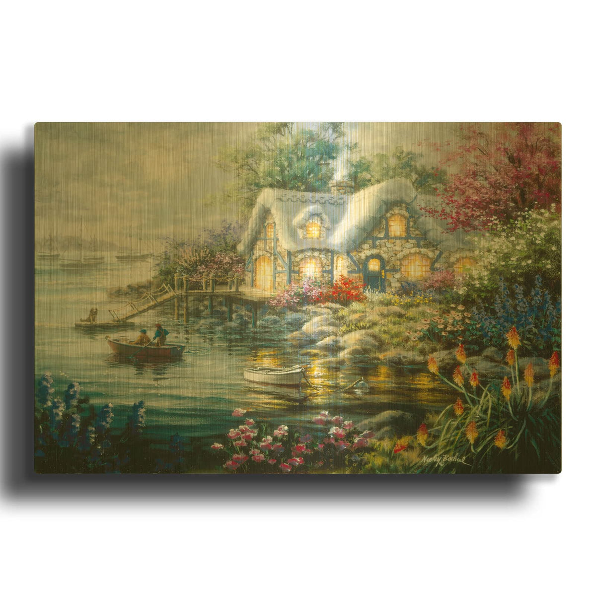 'Cottage Cove' By Nicky Boehme Gold Metal Wall Art