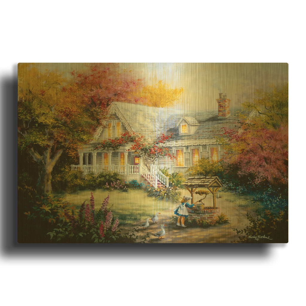'The Wishing Well' By Nicky Boehme Gold Metal Wall Art