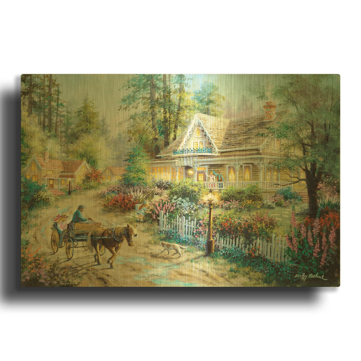 'A Country Greeting' By Nicky Boehme Gold Metal Wall Art