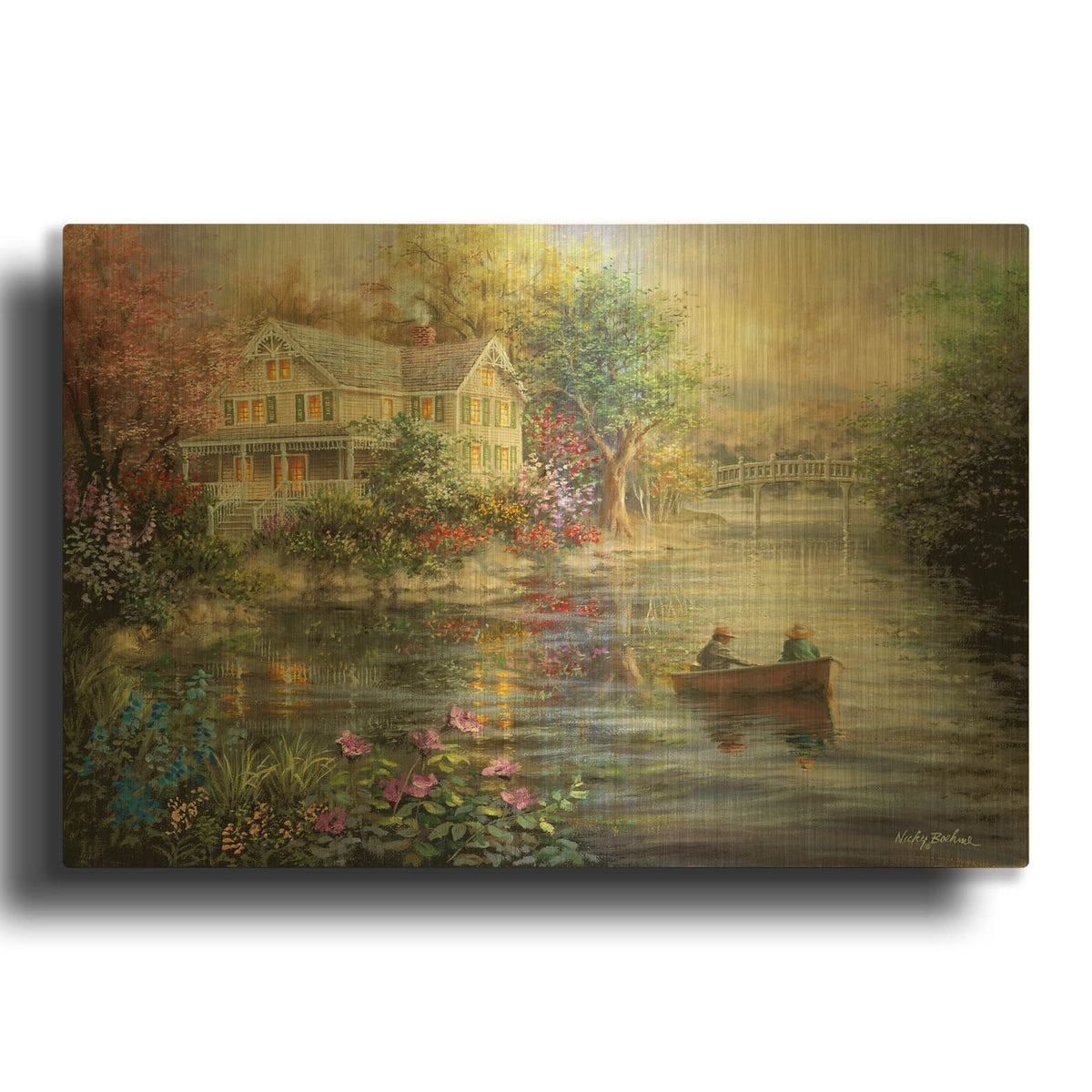 'Evening Reflections' By Nicky Boehme Gold Metal Wall Art