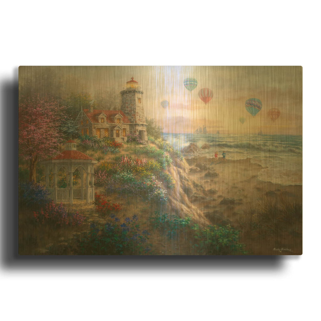 'Charming Tranquility I' By Nicky Boehme Gold Metal Wall Art