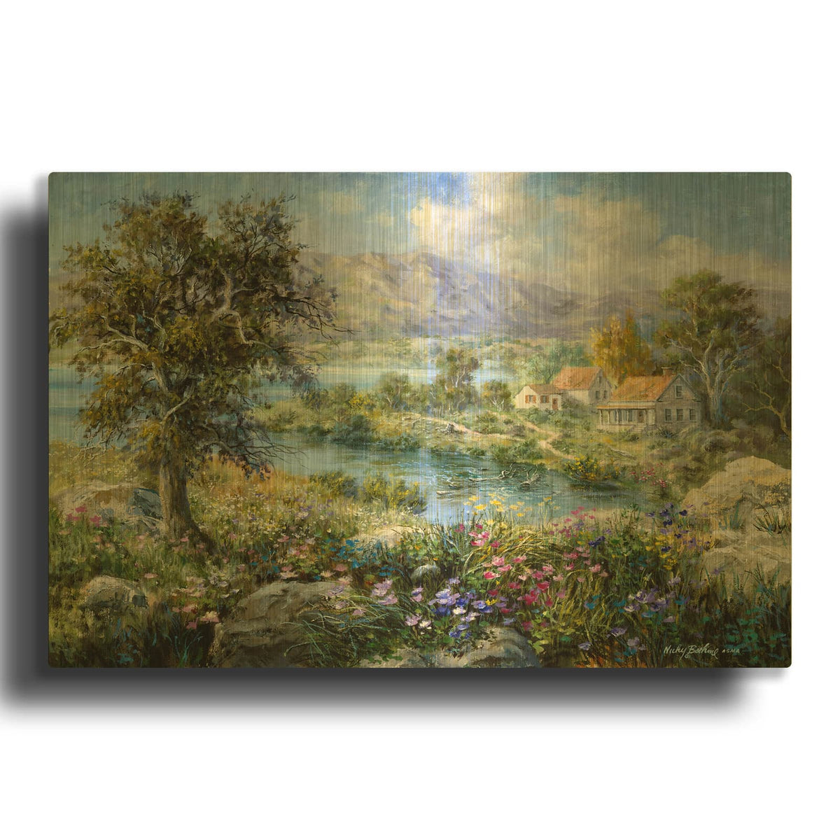 'Enchanted Cottage' By Nicky Boehme Gold Metal Wall Art