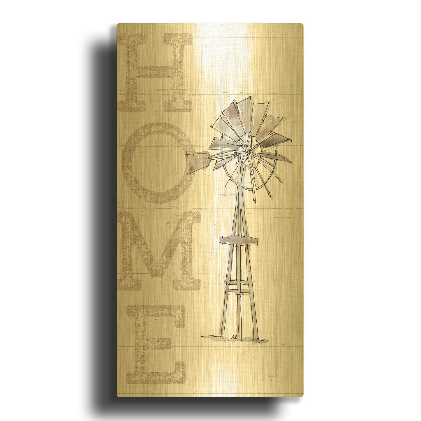'Farm Memories III Home' By Anne Tavoletti Gold Metal Wall Art