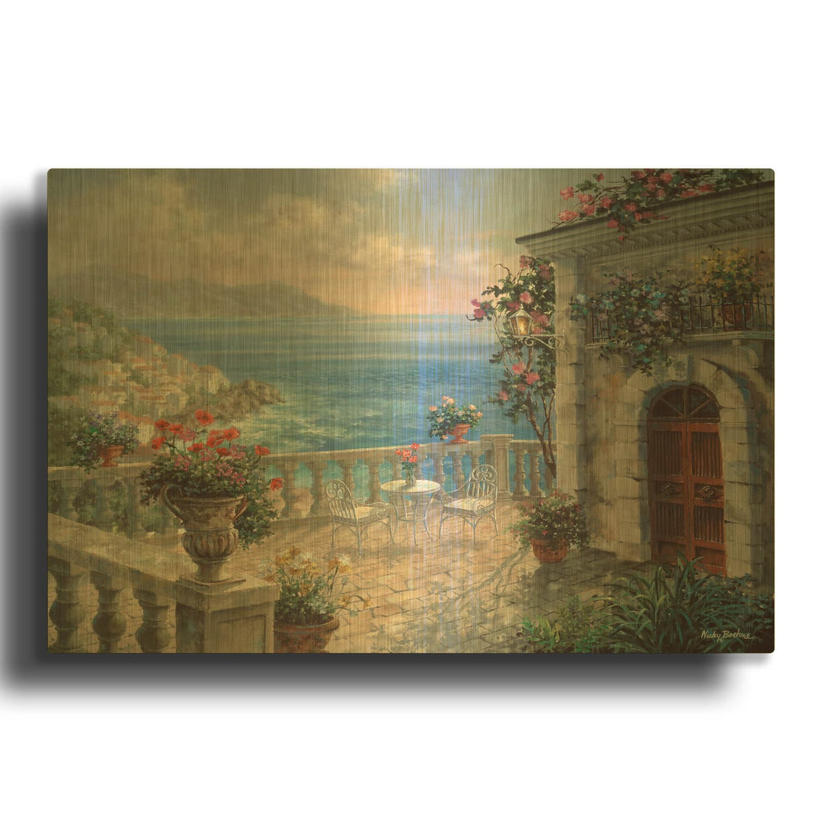 'Mediterranean Elegance' By Nicky Boehme Gold Metal Wall Art