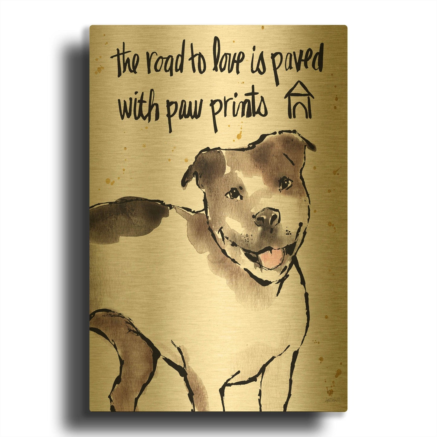 'Strike a Paws XV' By Anne Tavoletti Gold Metal Wall Art