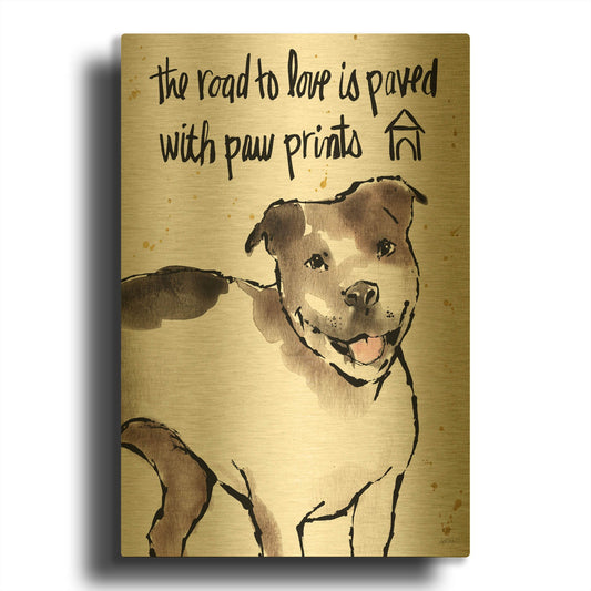 'Strike a Paws XV' By Anne Tavoletti Gold Metal Wall Art