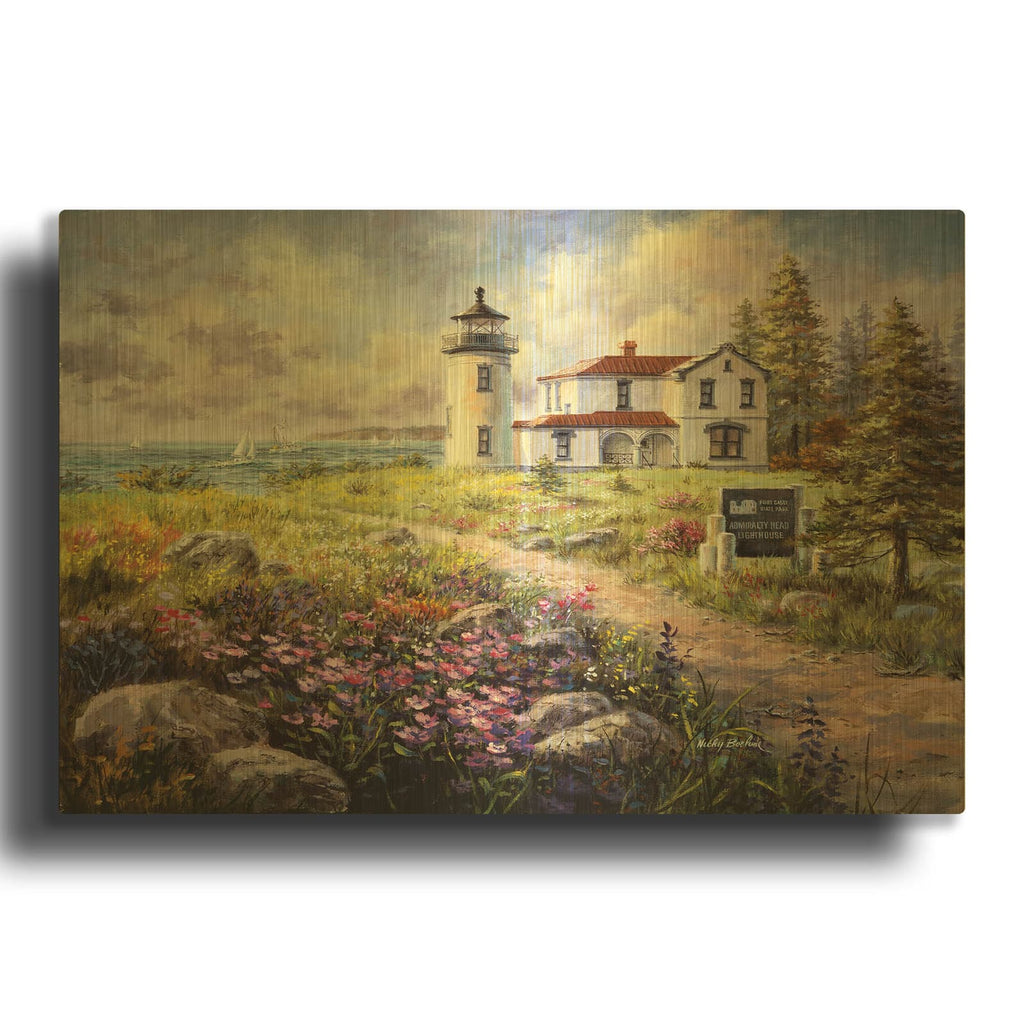 'Admirality Head Lighthouse' By Nicky Boehme Gold Metal Wall Art