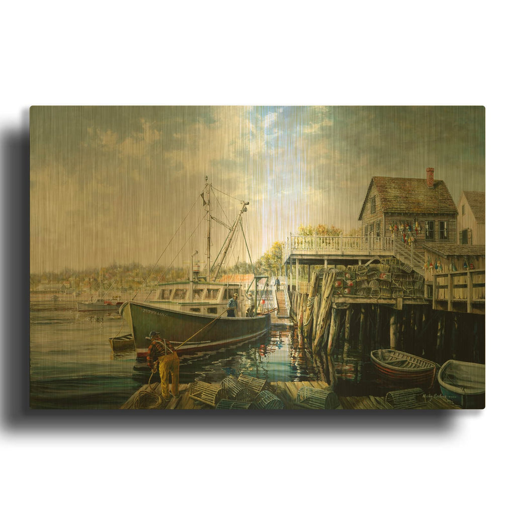 'Snug Harbor' By Nicky Boehme Gold Metal Wall Art