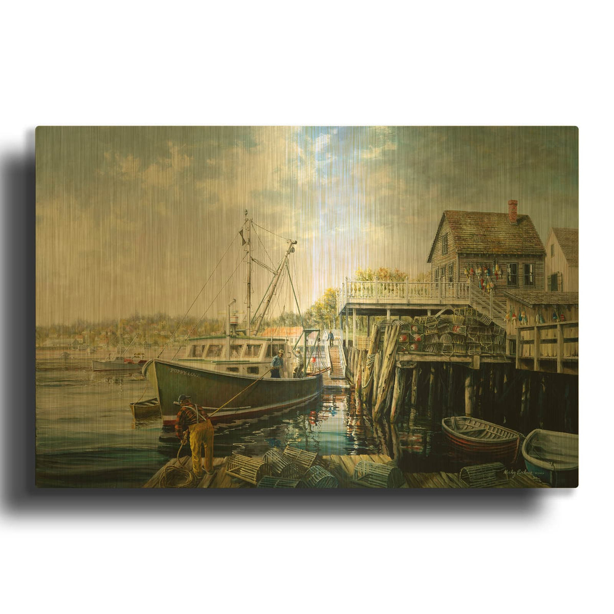 'Snug Harbor' By Nicky Boehme Gold Metal Wall Art