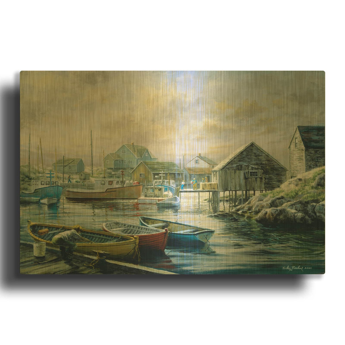 'Good Catch For A Lazy Day' By Nicky Boehme Gold Metal Wall Art