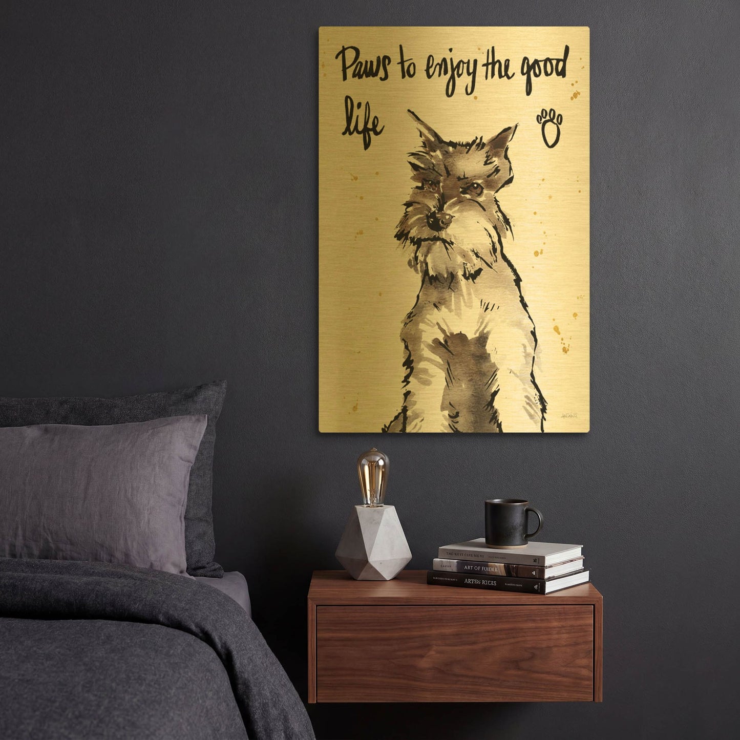 'Strike a Paws XIV' By Anne Tavoletti Gold Metal Wall Art