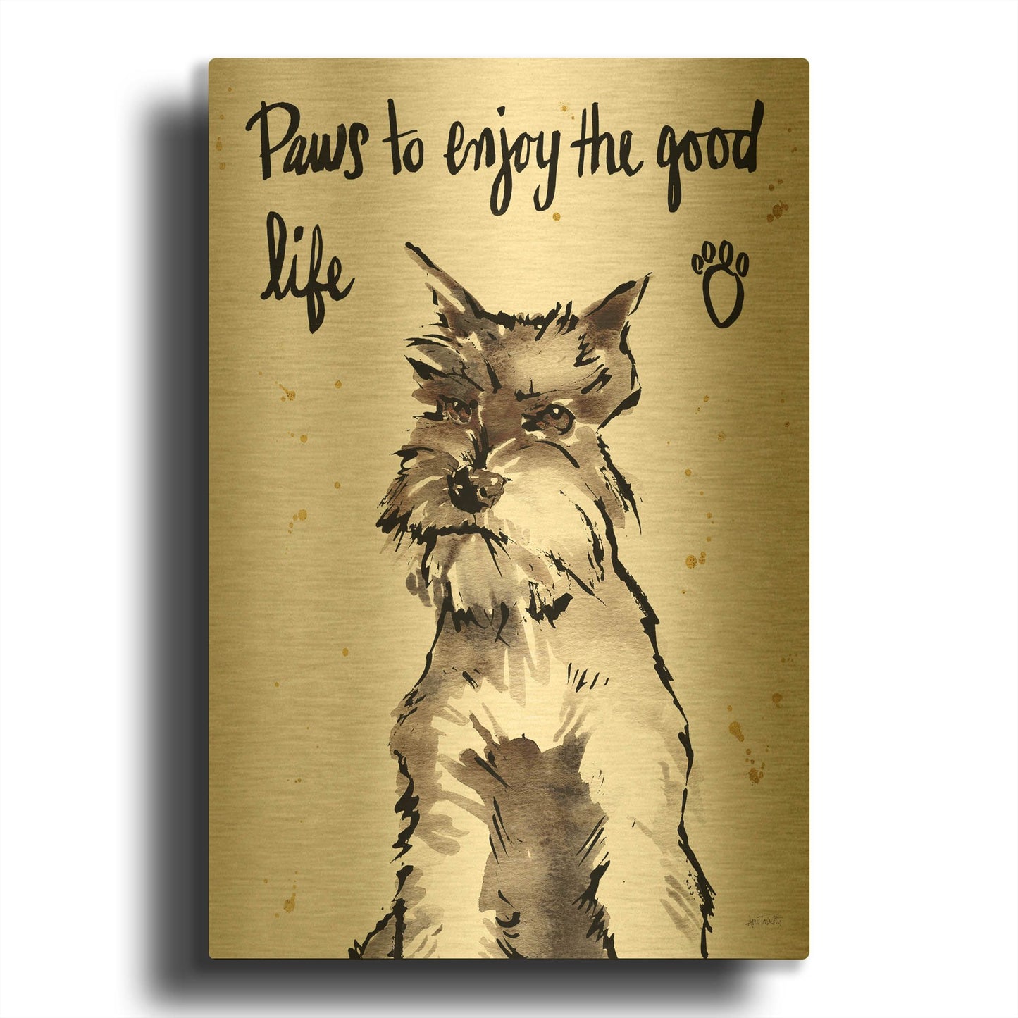 'Strike a Paws XIV' By Anne Tavoletti Gold Metal Wall Art