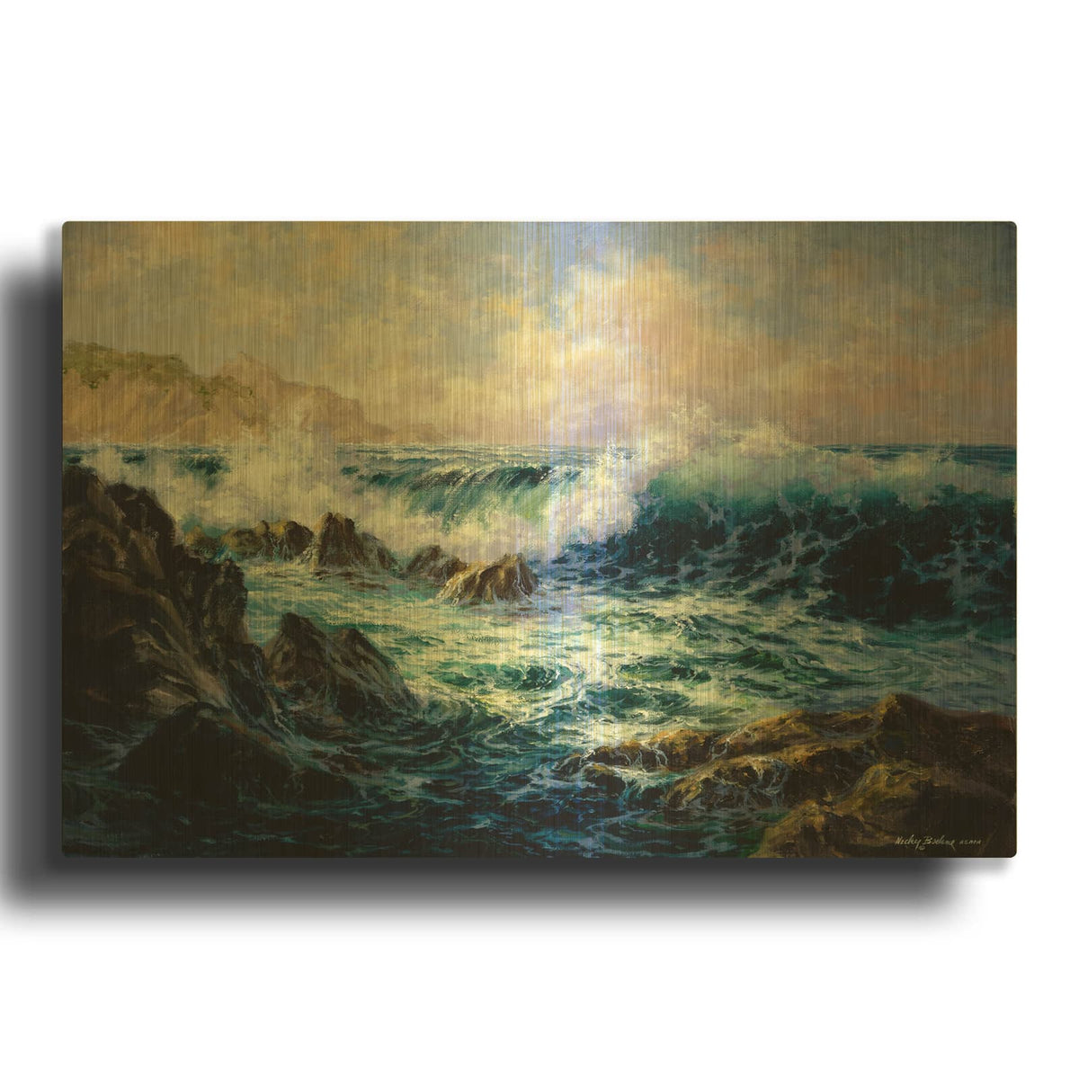 'Morning Surf' By Nicky Boehme Gold Metal Wall Art