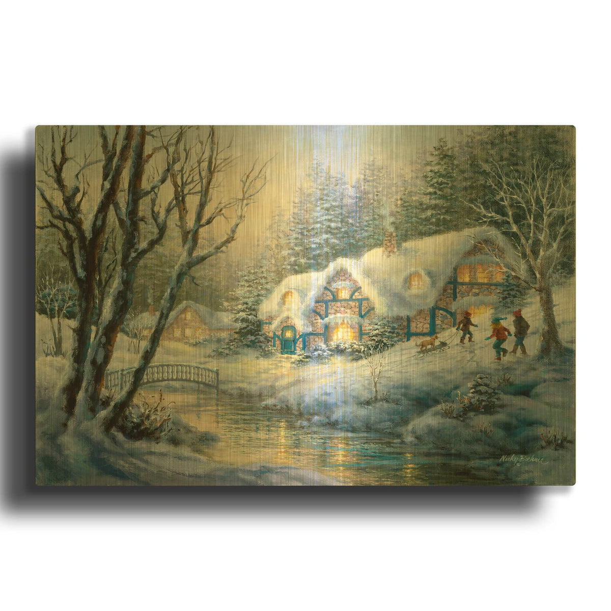 'Winter Frolic' By Nicky Boehme Gold Metal Wall Art
