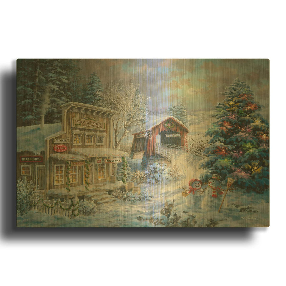 'Country Shopping' By Nicky Boehme Gold Metal Wall Art
