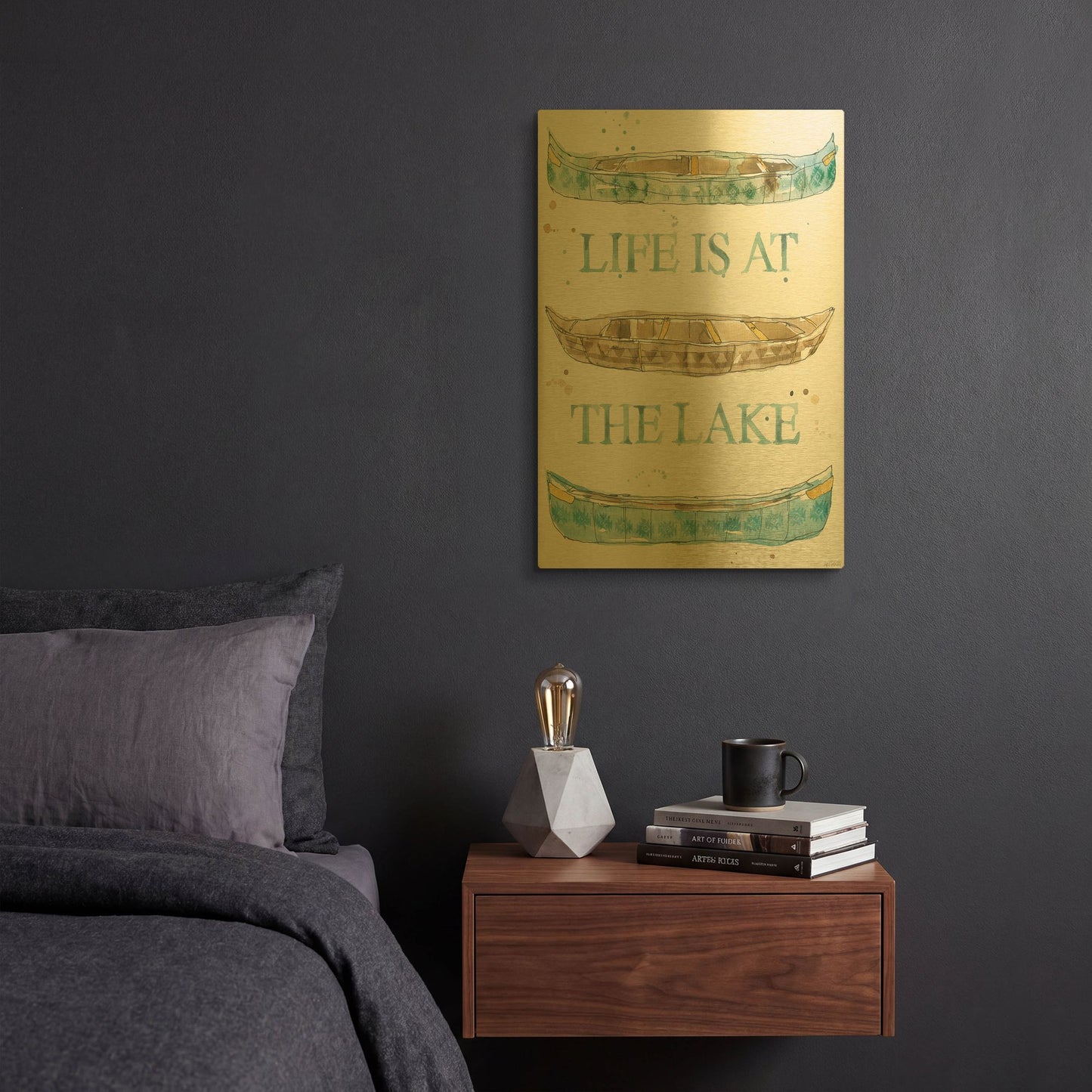 'Lakehouse IV' By Anne Tavoletti Gold Metal Wall Art