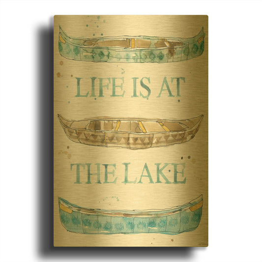 'Lakehouse IV' By Anne Tavoletti Gold Metal Wall Art