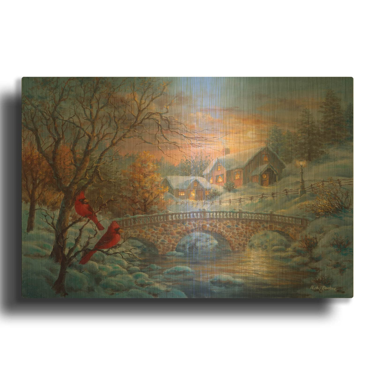 'Winter Sunset' By Nicky Boehme Gold Metal Wall Art