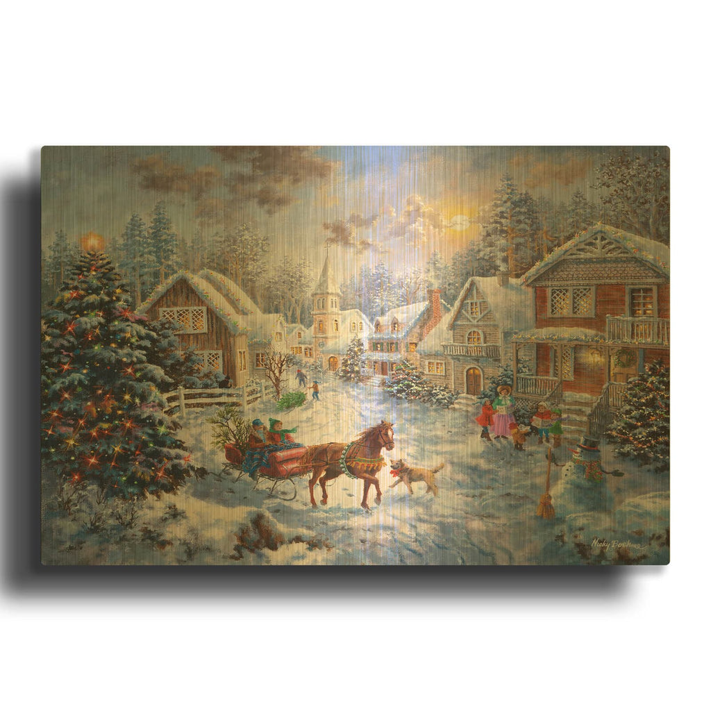 'Merry Christmas' By Nicky Boehme Gold Metal Wall Art